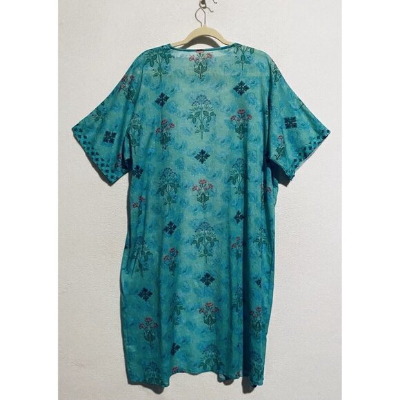 World Market Top Womens One Size Aqua Blue Floral Kimono Lightweight Beachy Boho - Picture 4 of 8